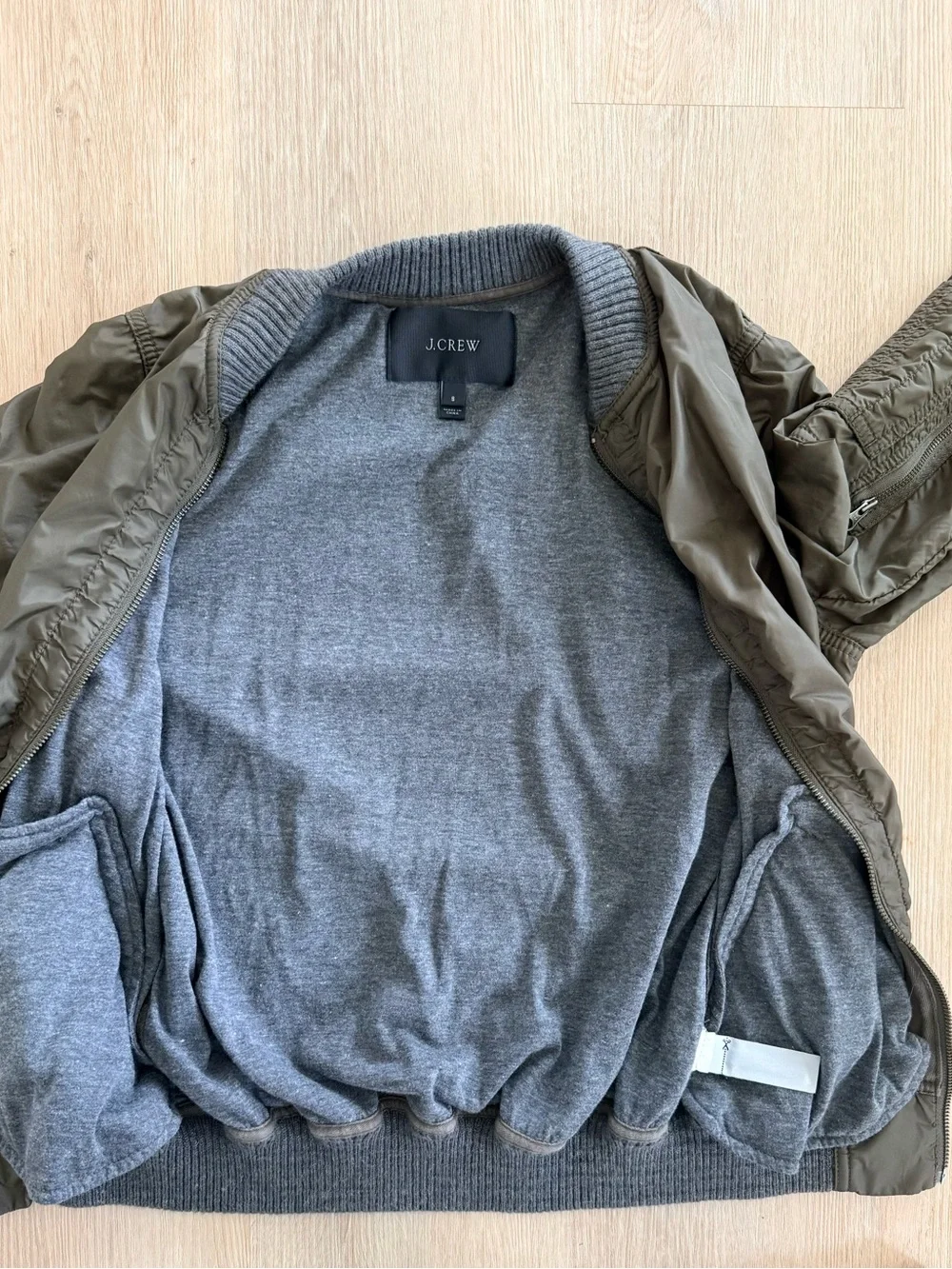J. Crew Olive Cropped Bomber Jacket